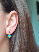 Load image into Gallery viewer, Dúil Dainty teal &amp; gold dangles
