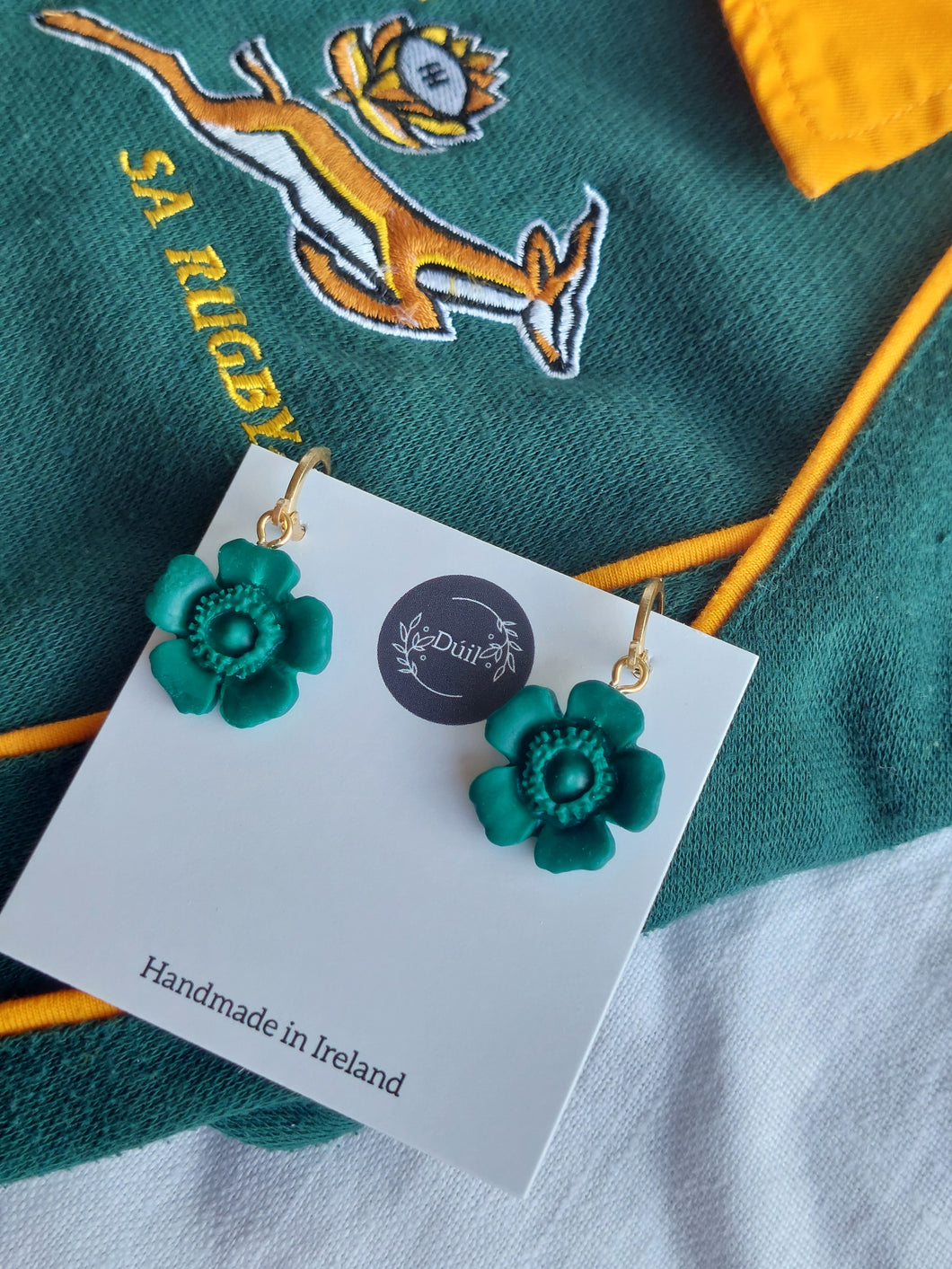 Green flower earrings | Springbok earrings | Dúil Jewellery | Dúil