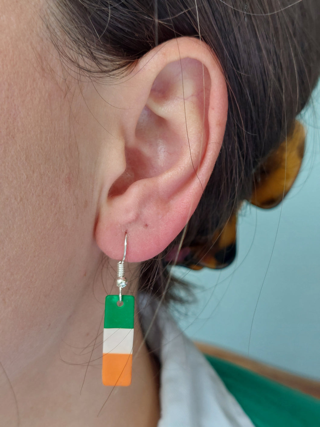 Irish flag dangling earrings | Dúil Jewellery | Dúil