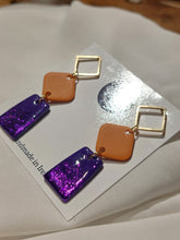 Load image into Gallery viewer, Dúil Bright &amp; bold - Purple &amp; orange statement dangles earrings | Dúil Jewellery | Dúil
