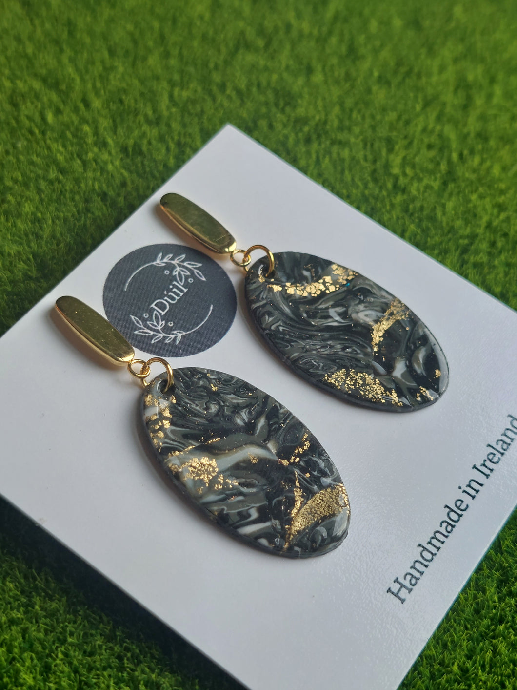Dúil Black & gold marble effect earrings | Dúil Jewellery | Dúil