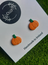 Load image into Gallery viewer, Pumpkin stud earrings | Halloween earrings
