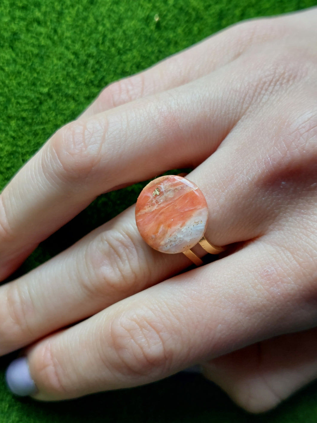 Orange marble effect statement ring | Dúil Jewellery