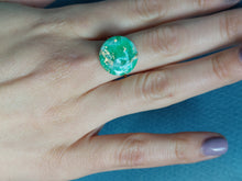 Load image into Gallery viewer, Dúil Adjustable green &amp; gold statement ring | Dúil Jewellery | Dúil
