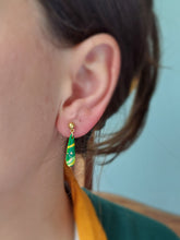Load image into Gallery viewer, Springbok drop earrings | Green, yellow &amp; gold earrings | Dúil Jewellery | Dúil

