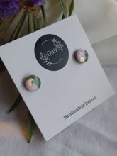 Load image into Gallery viewer, Dúil Khaki &amp; pink studs
