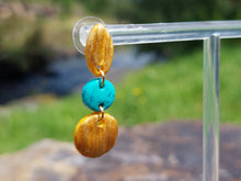 Load image into Gallery viewer, Turquoise &amp; gold dangles
