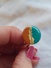 Load image into Gallery viewer, Dúil Turquoise &amp; orange statement ring
