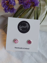 Load image into Gallery viewer, Dúil Pink Glitter studs

