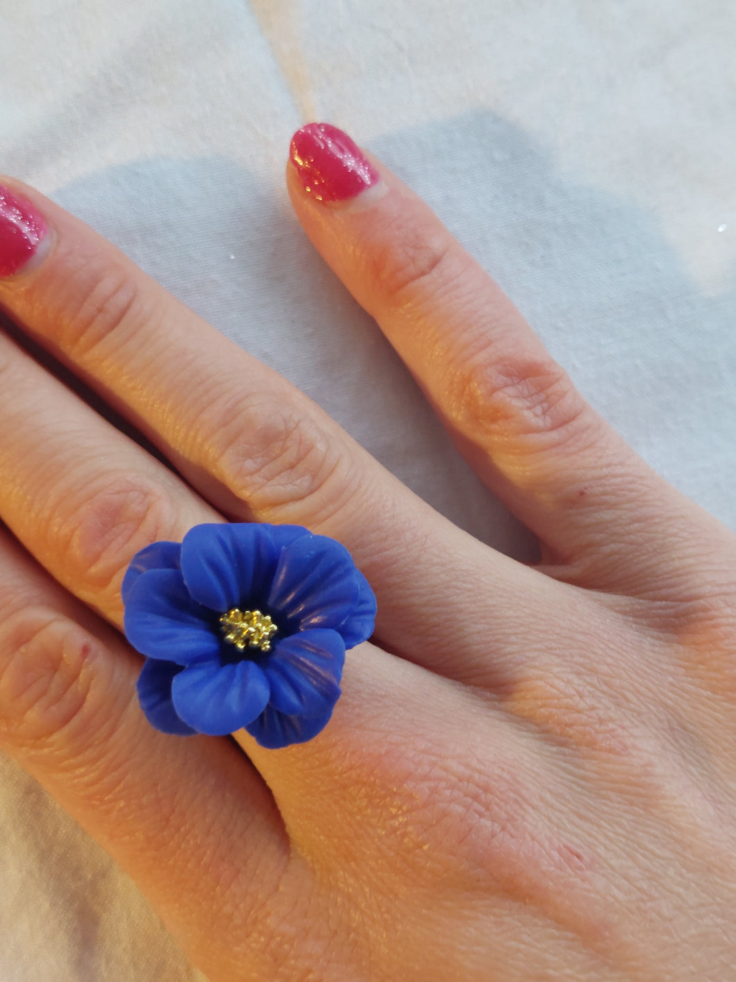 Dúil Cobalt Blue flower ring