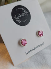 Load image into Gallery viewer, Dúil Pink Glitter studs
