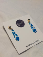 Load image into Gallery viewer, Dúil Blue &amp; white dainty drop dangles
