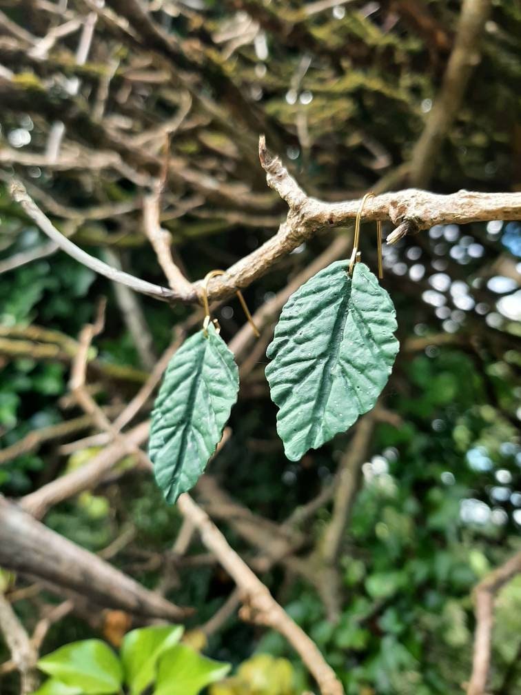 Dúil Dangling leaf earrings || Irish made polymer clay earrings || Dúil