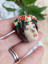 Load image into Gallery viewer, Freckled face Irish Child brooch || polymer clay brooch || face brooches || doll brooches || brooches || Dúil || Irish Brooch
