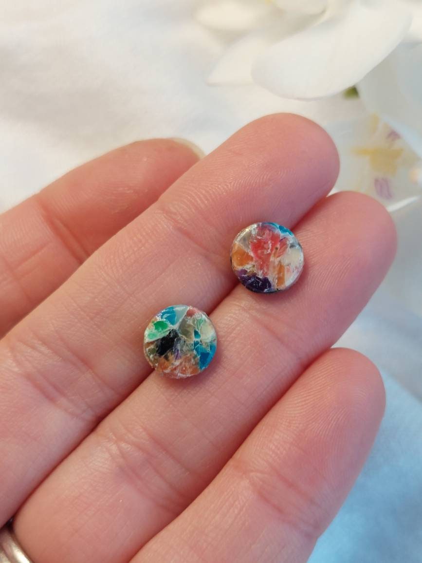 Small abstract stud earrings | polymer clay earrings | polymer clay stud earrings | Dúil | Irish gifts | Irish made jewellery